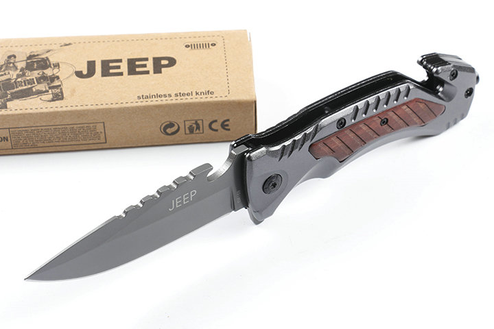 JEEP DA169 fast opening folding knife with bottle opener and glass breaker UD405447 